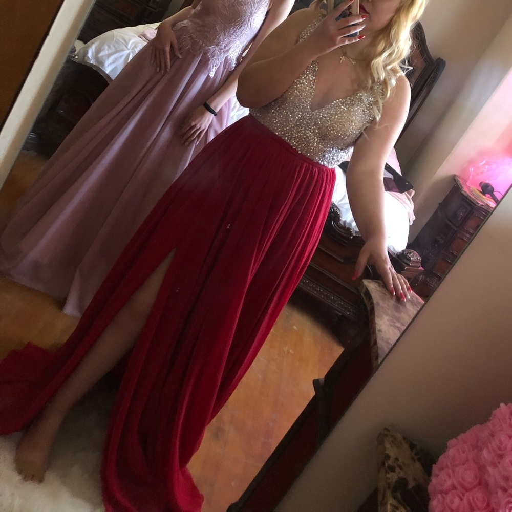 Elegant Red and Pink Evening Gowns